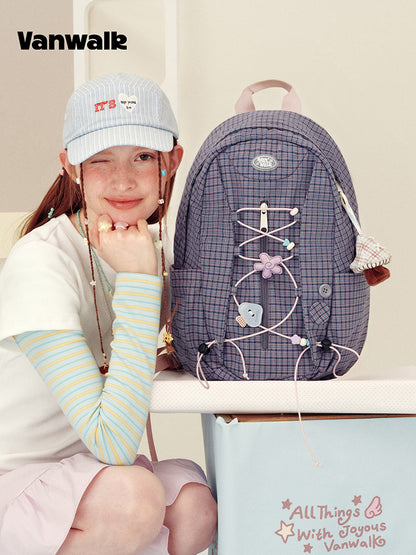 Vanwalk Journal House Drawstring Plaid Backpack