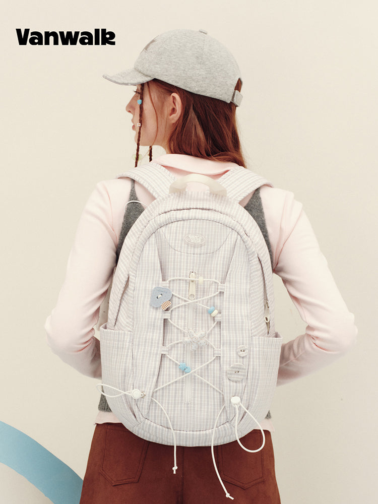 Vanwalk Journal House Drawstring Plaid Backpack