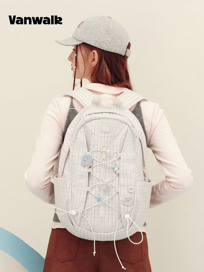 Vanwalk Journal House Drawstring Plaid Backpack