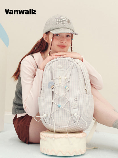 Vanwalk Journal House Drawstring Plaid Backpack
