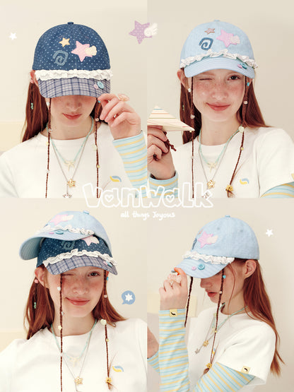 Vanwalk Journal House Sweet Lace Trim Baseball Cap | Hat | Three Fleas