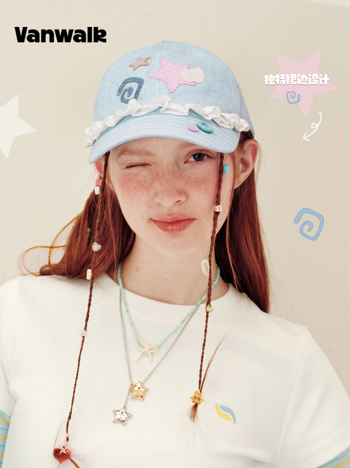 Vanwalk Journal House Sweet Lace Trim Baseball Cap | Hat | Three Fleas