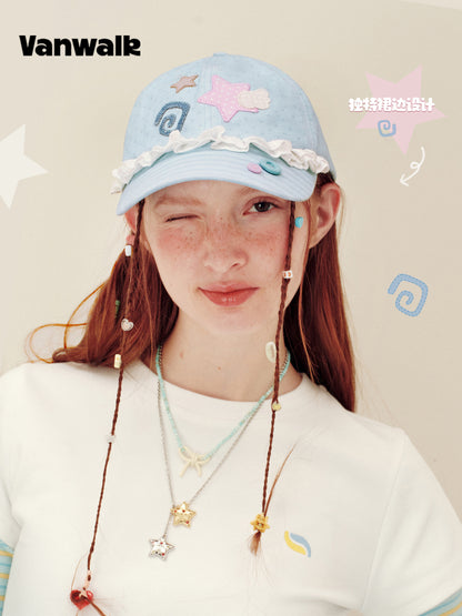 Vanwalk Journal House Sweet Lace Trim Baseball Cap | Hat | Three Fleas
