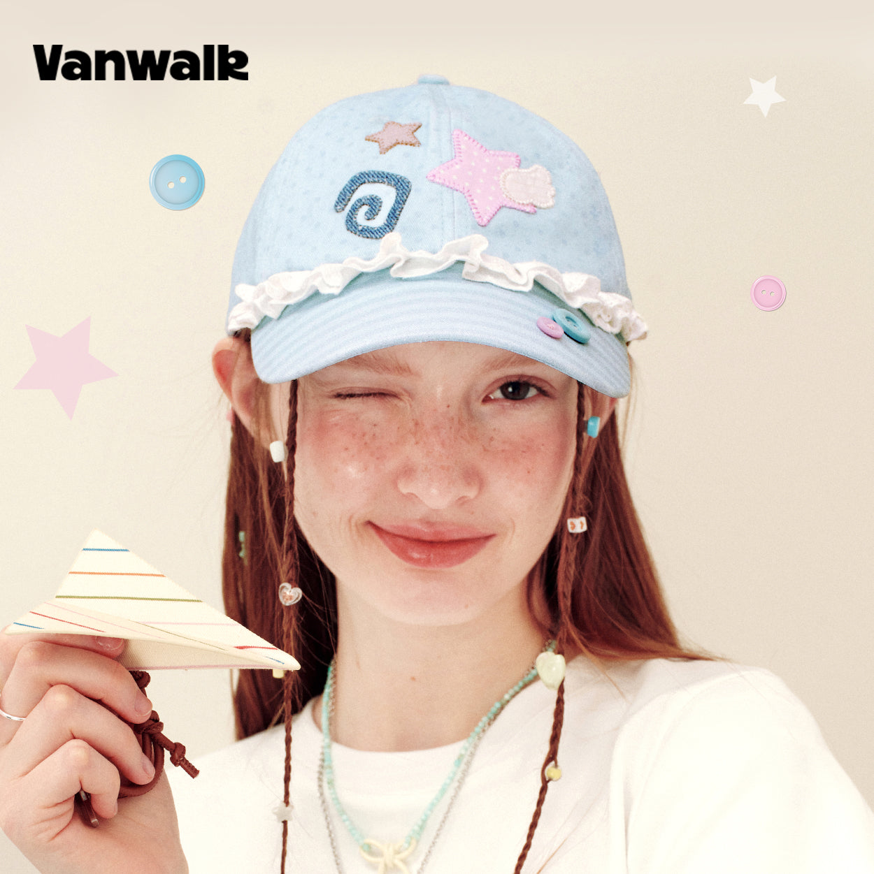 Vanwalk Journal House Sweet Lace Trim Baseball Cap | Hat | Three Fleas