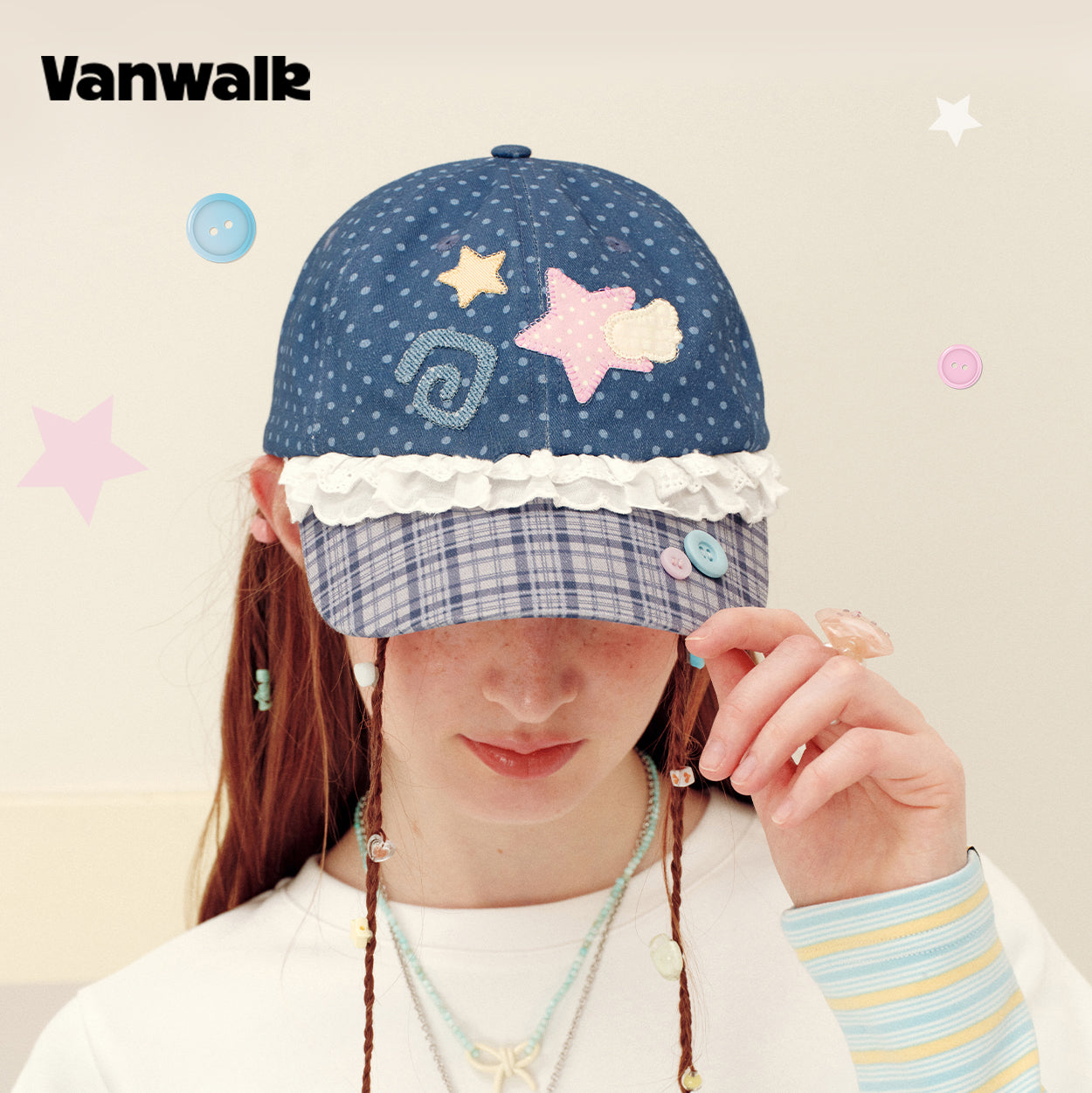 Vanwalk Journal House Sweet Lace Trim Baseball Cap | Hat | Three Fleas