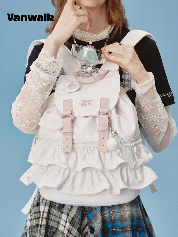 Vanwalk Lace Polka Dot Ballerina Backpack