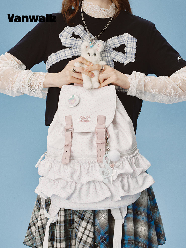 Vanwalk Lace Polka Dot Ballerina Backpack