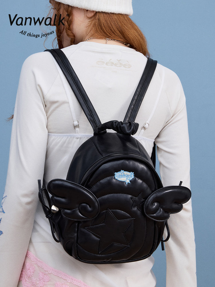 coofit leather backpack for girls Vanwalk Lucky Star Series Angel's Wings Backpack | Bag