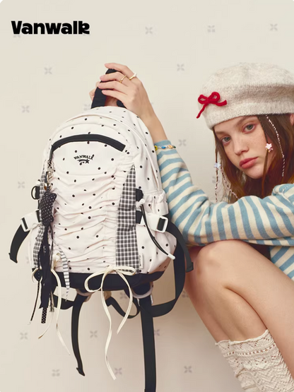 Vanwalk Mochi Series Drawstring Ruched Bow Backpack