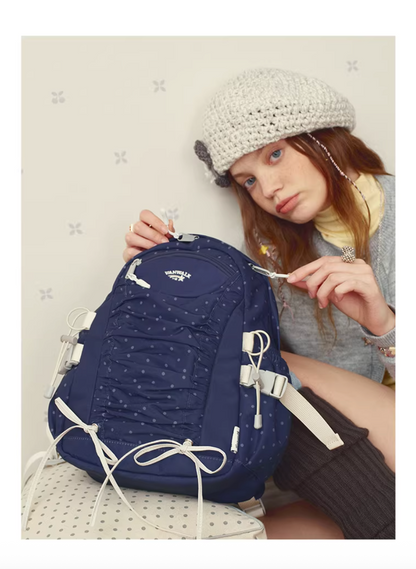 Vanwalk Mochi Series Drawstring Ruched Bow Backpack