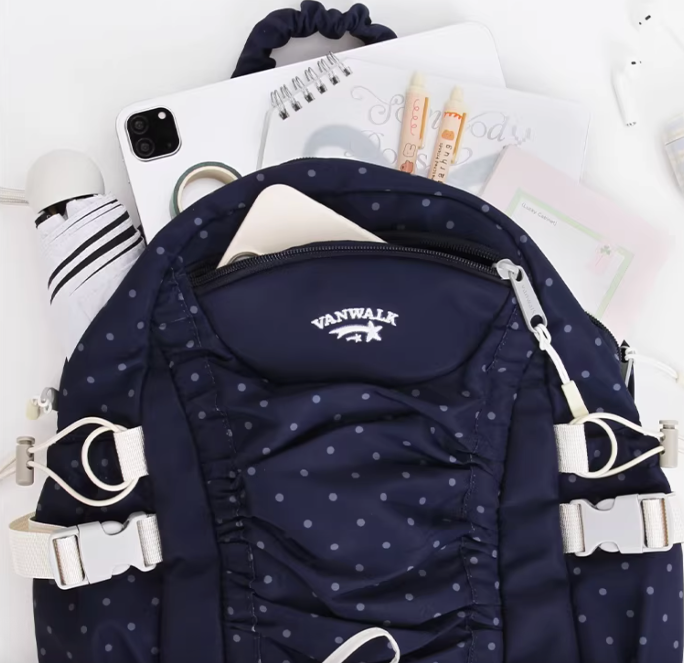 Vanwalk Mochi Series Drawstring Ruched Bow Backpack