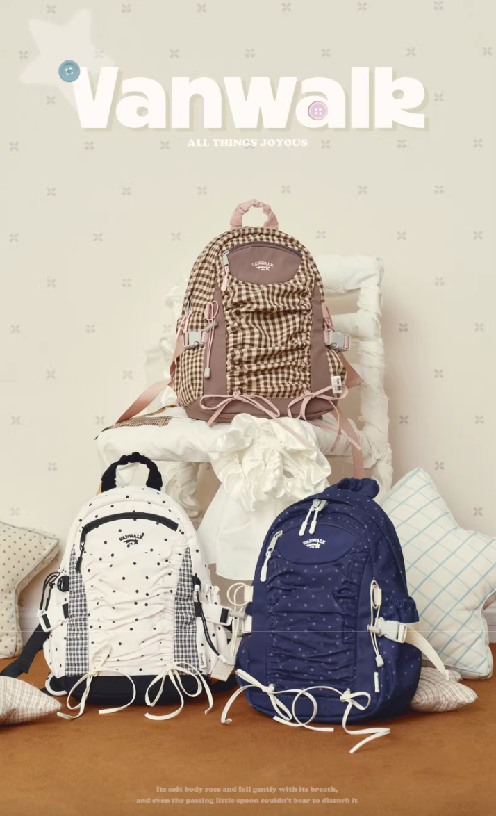 Vanwalk Mochi Series Drawstring Ruched Bow Backpack