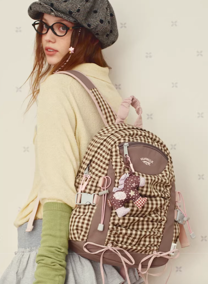 Vanwalk Mochi Series Drawstring Ruched Bow Backpack