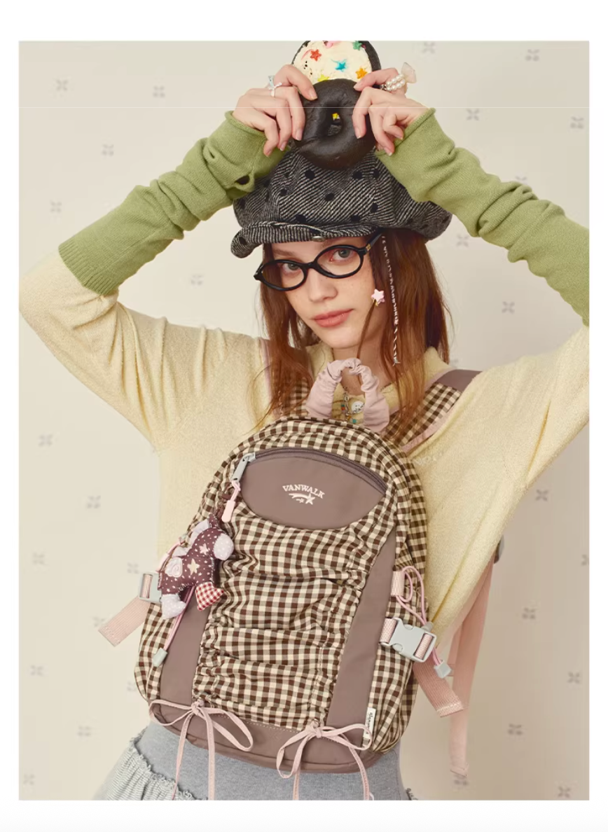 Vanwalk Mochi Series Drawstring Ruched Bow Backpack