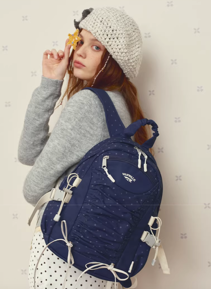 Vanwalk Mochi Series Drawstring Ruched Bow Backpack