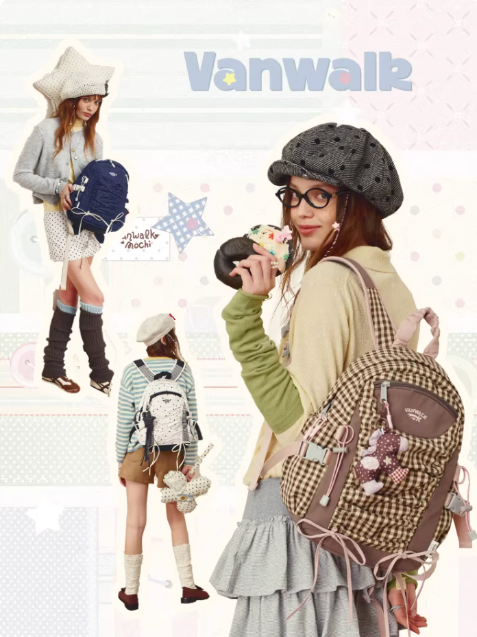 Vanwalk Mochi Series Drawstring Ruched Bow Backpack