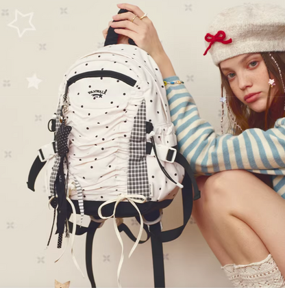 Vanwalk Mochi Series Drawstring Ruched Bow Backpack