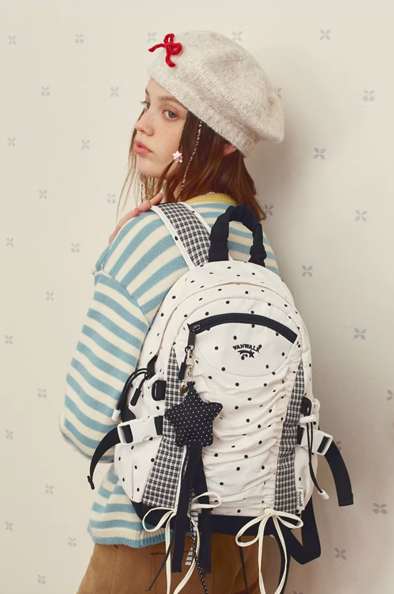 Vanwalk Mochi Series Drawstring Ruched Bow Backpack