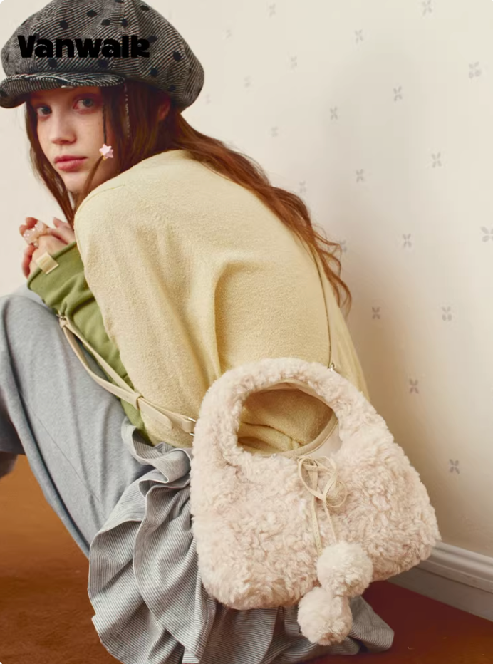 Vanwalk Mochi Series Plush Double-Face Crossbody Bag