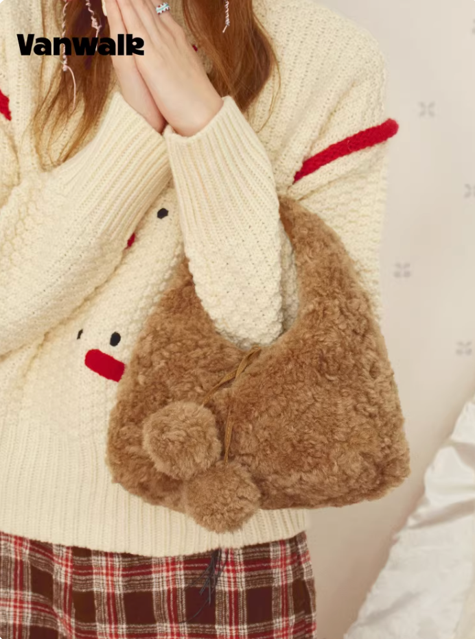Vanwalk Mochi Series Plush Double-Face Crossbody Bag