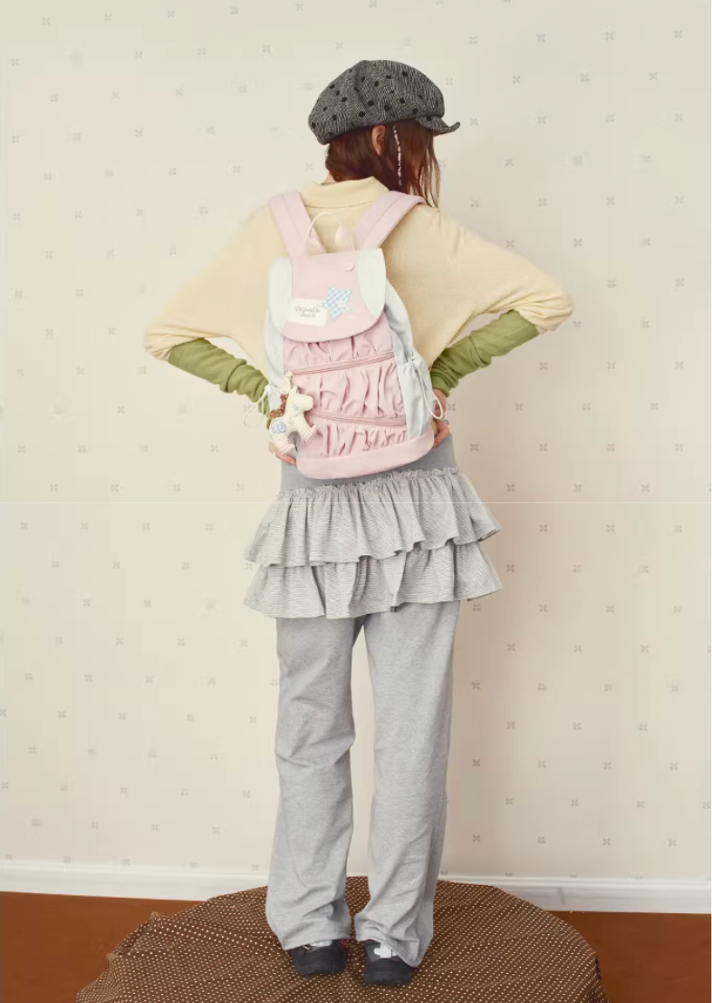 Vanwalk Mochi Series Star Patch Drawstring Ruched Backpack