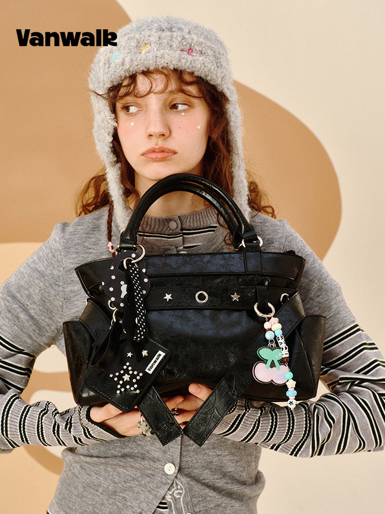 UNDERCOVER 猫モチーフ ボウリングバッグ ハンドバッグ Vanwalk Pinecone Tribe Bowknot Pu Tote Bag | Bag | Three Fleas