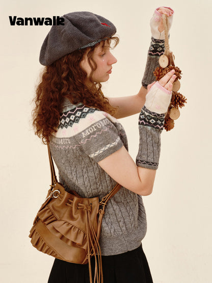 Vanwalk Pinecone Tribe Drawstring Bucket Backpack