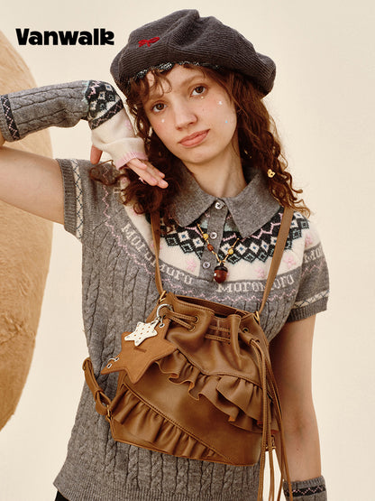 Vanwalk Pinecone Tribe Drawstring Bucket Backpack