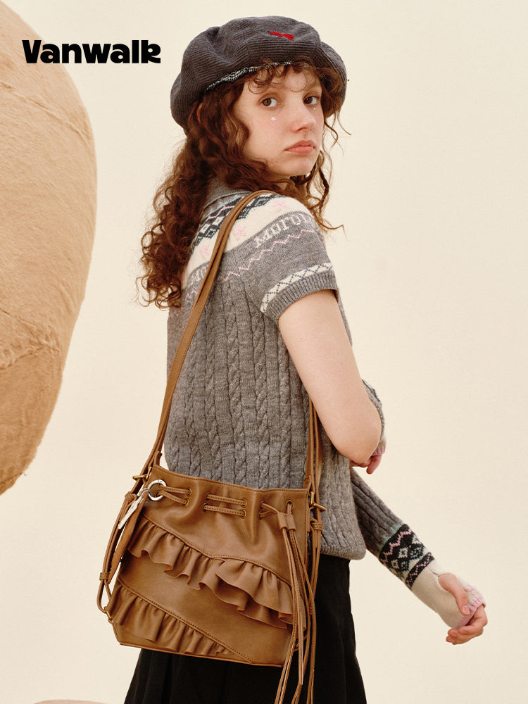 Vanwalk Pinecone Tribe Drawstring Bucket Backpack