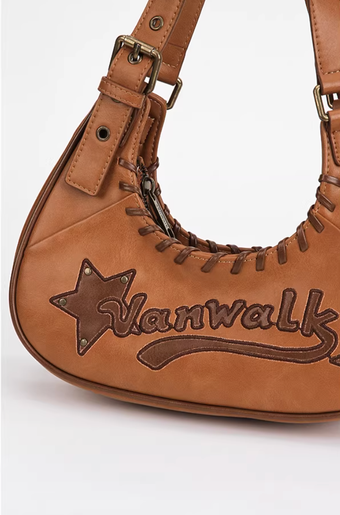 Vanwalk Pinecone Tribe Plaid Crescent Hobo Bag