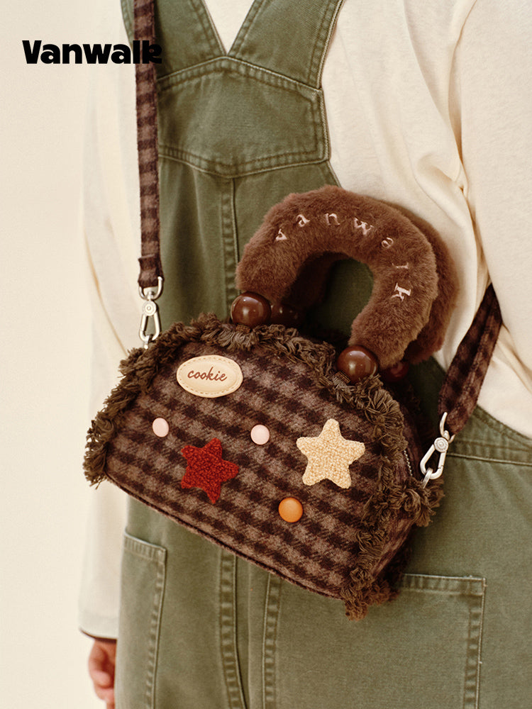 Vanwalk Pinecone Tribe Plush Boston Crossbody Bag
