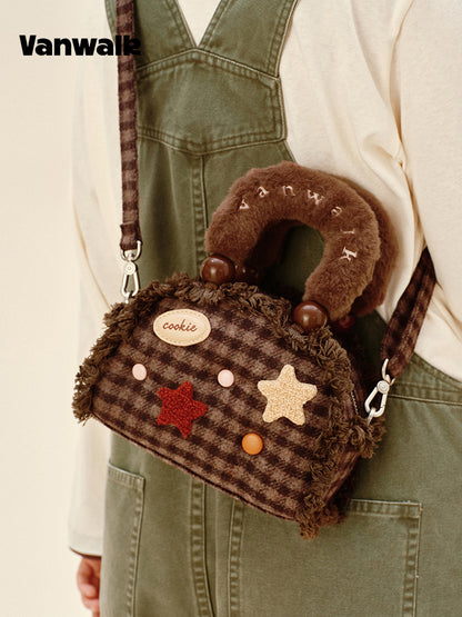 Vanwalk Pinecone Tribe Plush Boston Crossbody Bag