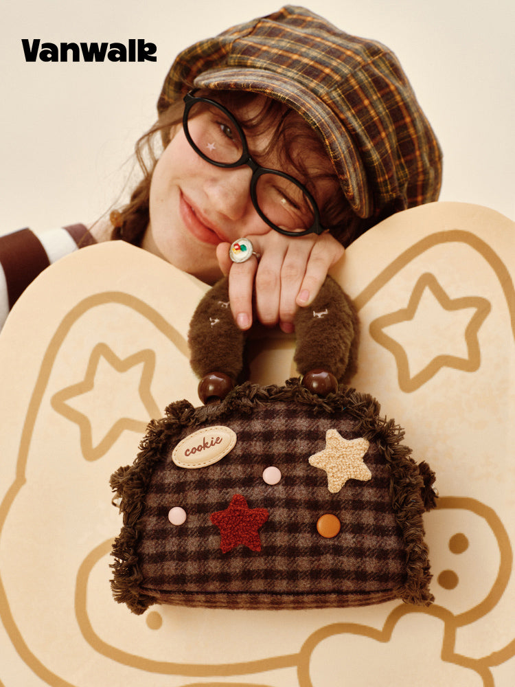 Vanwalk Pinecone Tribe Plush Boston Crossbody Bag