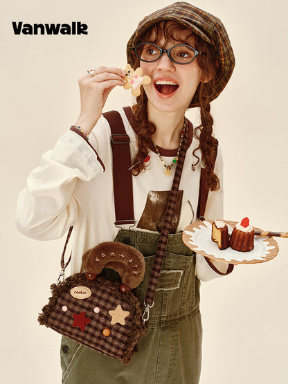 Vanwalk Pinecone Tribe Plush Boston Crossbody Bag