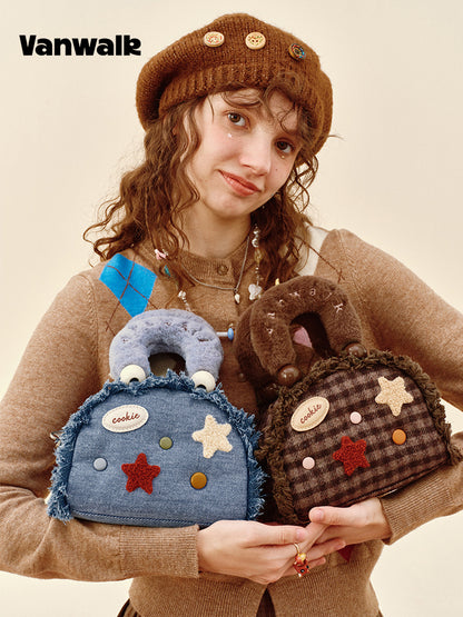 Vanwalk Pinecone Tribe Plush Boston Crossbody Bag