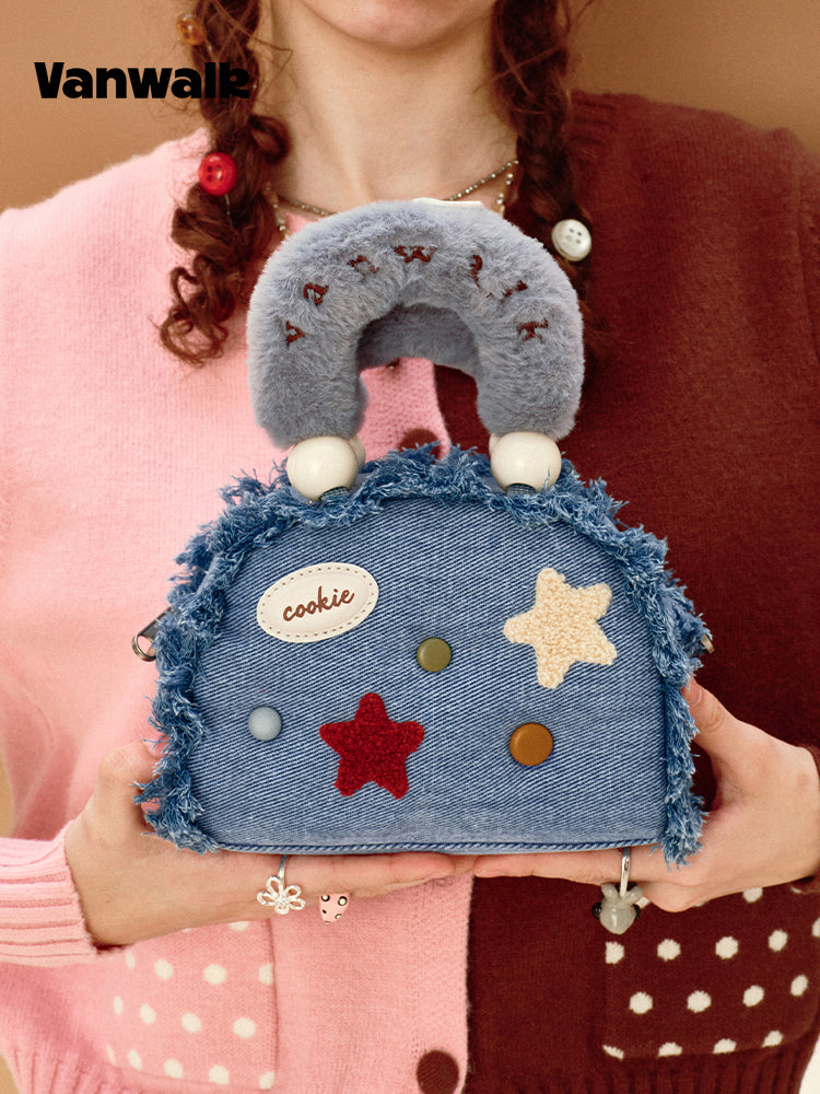 Vanwalk Pinecone Tribe Plush Boston Crossbody Bag