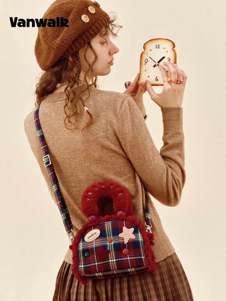 Vanwalk Pinecone Tribe Plush Boston Crossbody Bag