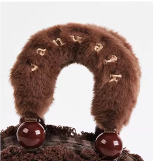 Vanwalk Pinecone Tribe Plush Boston Crossbody Bag