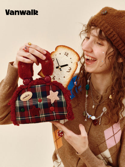 Vanwalk Pinecone Tribe Plush Boston Crossbody Bag