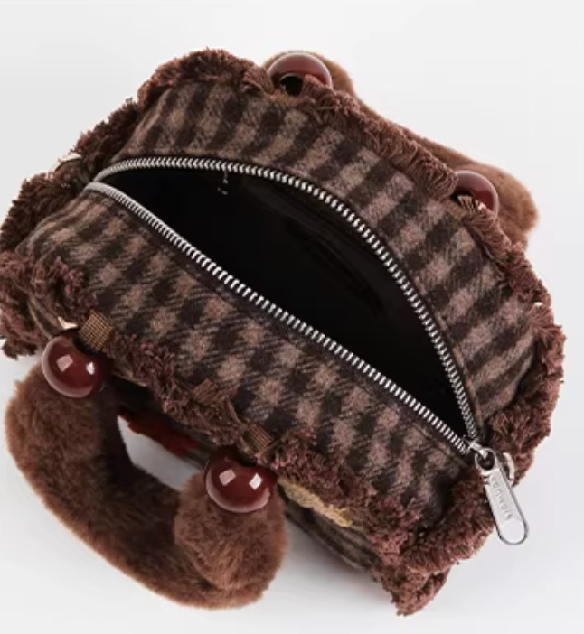 Vanwalk Pinecone Tribe Plush Boston Crossbody Bag