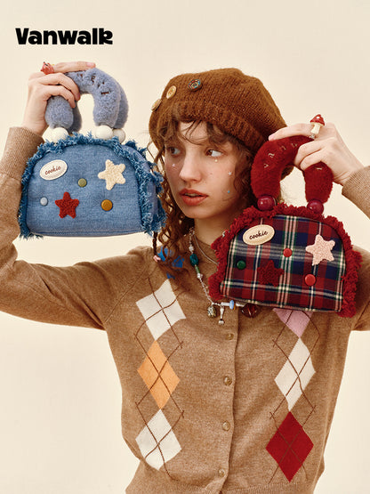 Vanwalk Pinecone Tribe Plush Boston Crossbody Bag