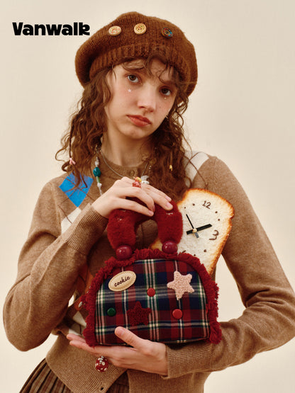 Vanwalk Pinecone Tribe Plush Boston Crossbody Bag