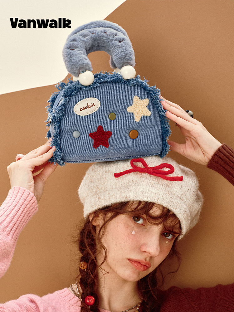 Vanwalk Pinecone Tribe Plush Boston Crossbody Bag