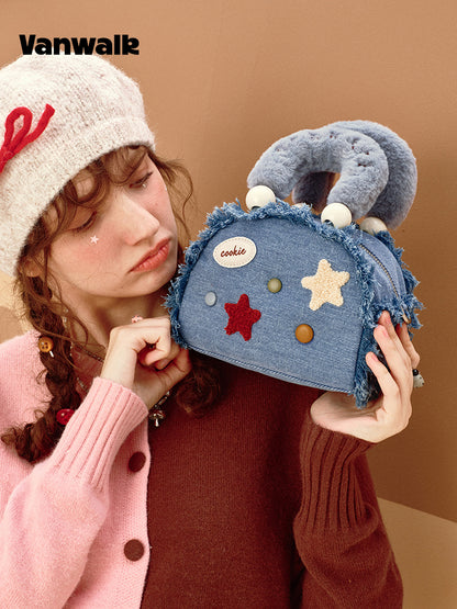 Vanwalk Pinecone Tribe Plush Boston Crossbody Bag