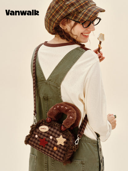 Vanwalk Pinecone Tribe Plush Boston Crossbody Bag