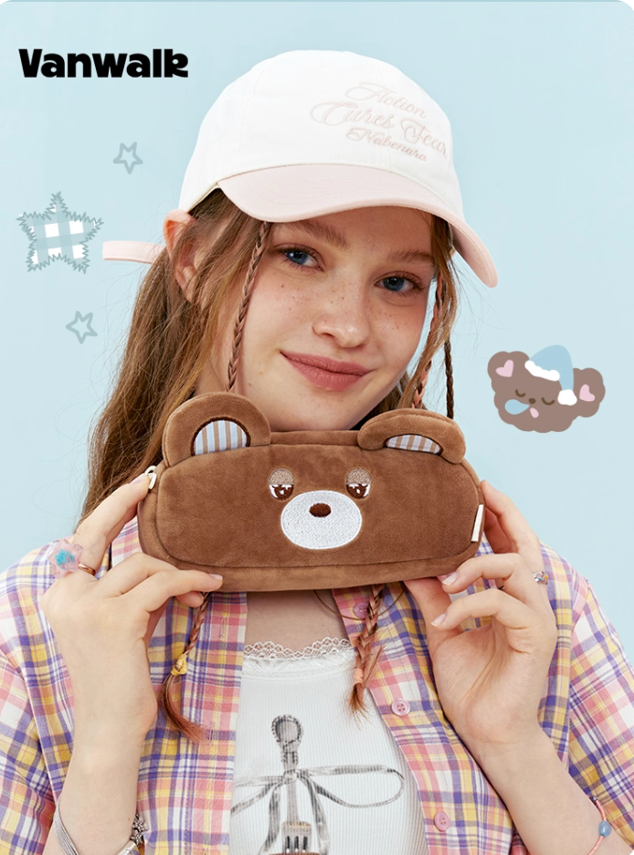 Vanwalk Starry Cartoon Plush Toy Pencil Case