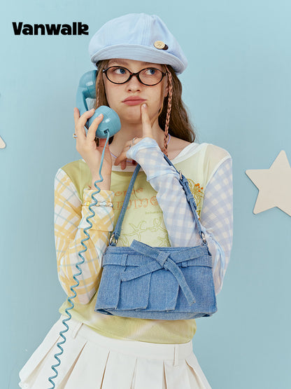 Vanwalk Starry Series Floral Bow Baguette Shoulder Bag