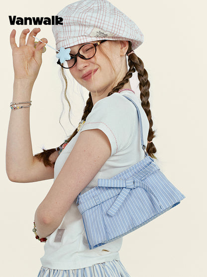 Vanwalk Starry Series Floral Bow Baguette Shoulder Bag