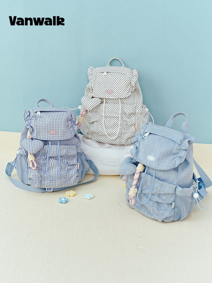 Vanwalk Starry Series Ruffled Drawstring Mini Backpack