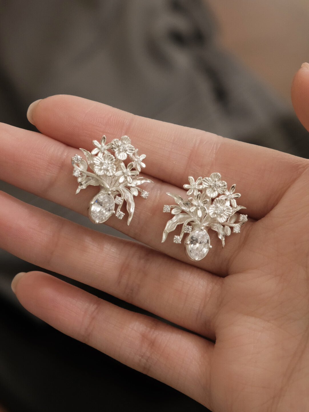 Handmade Vase Silver Earrings